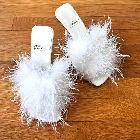 Jeffrey Campbell White Feather Heels 8 - Picture 2 of 8